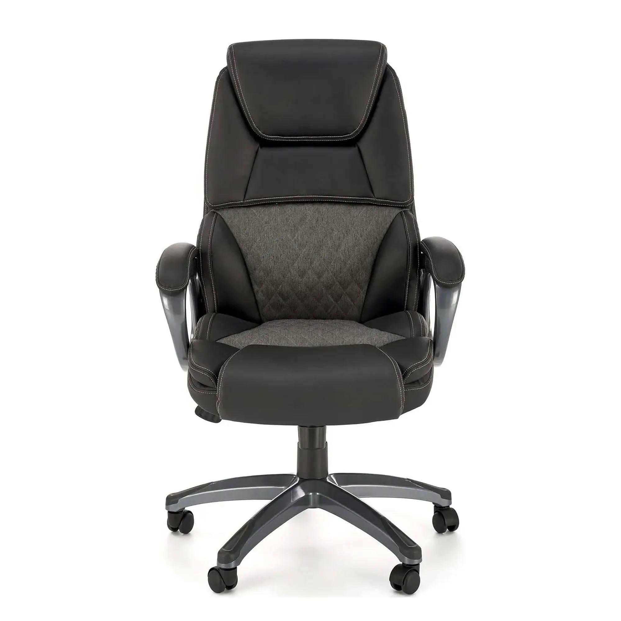 Scaun birou STEVEN, negru/gri, piele ecologica/panza, 65x70x111/119 cm
