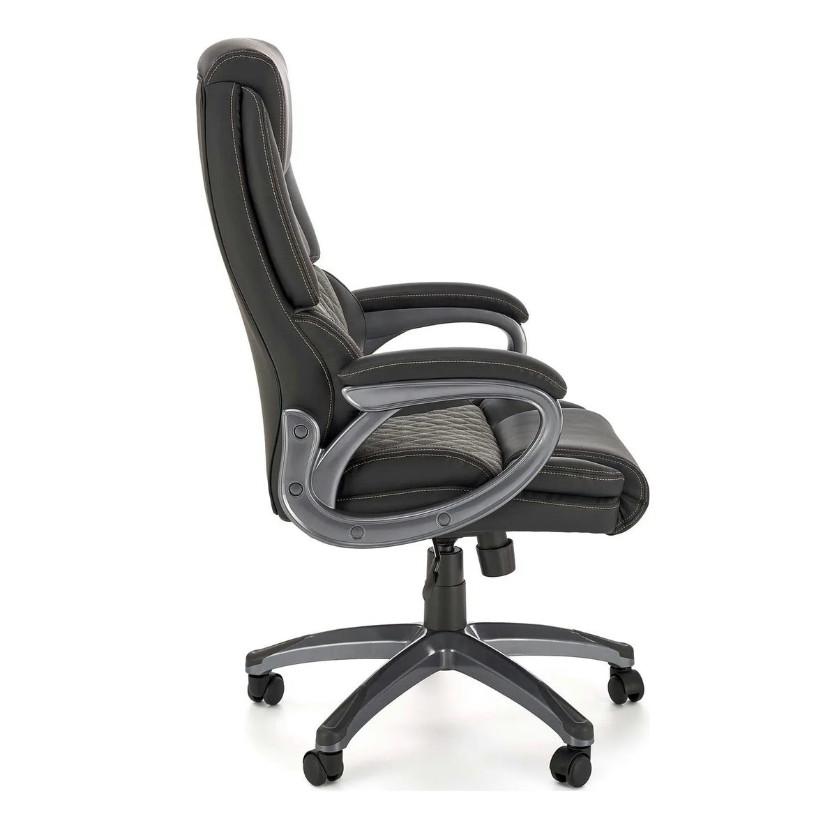 Scaun birou STEVEN, negru/gri, piele ecologica/panza, 65x70x111/119 cm