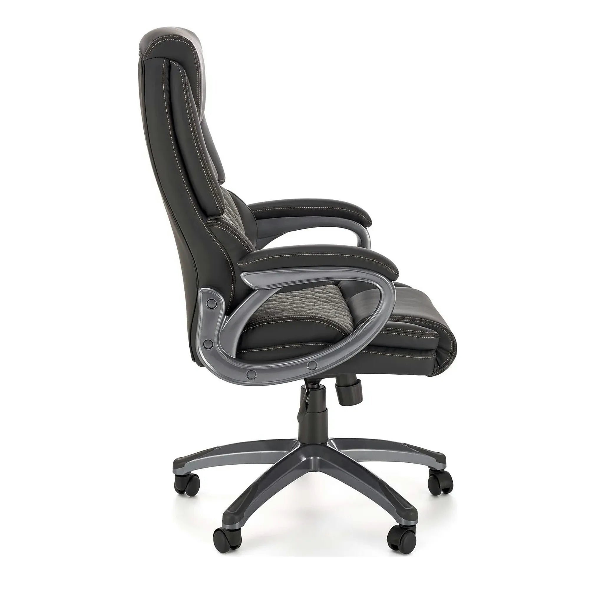 Scaun birou STEVEN, negru/gri, piele ecologica/panza, 65x70x111/119 cm
