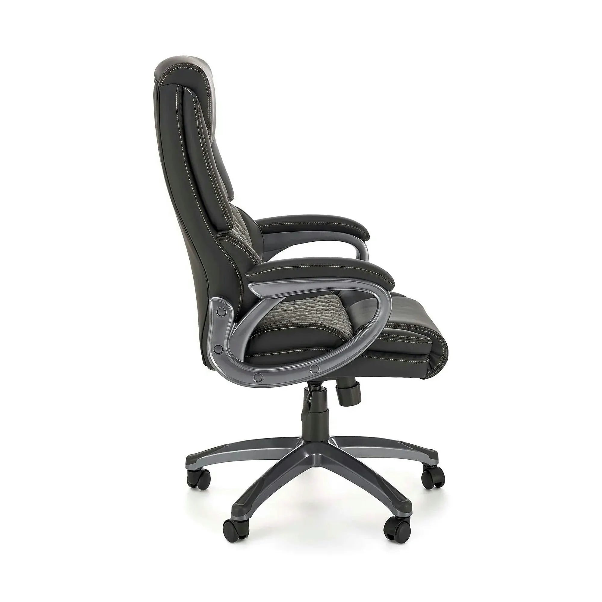 Scaun birou STEVEN, negru/gri, piele ecologica/panza, 65x70x111/119 cm