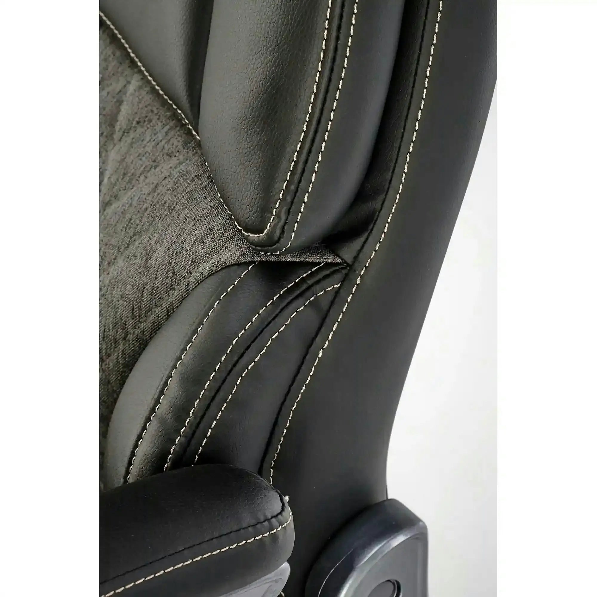 Scaun birou STEVEN, negru/gri, piele ecologica/panza, 65x70x111/119 cm