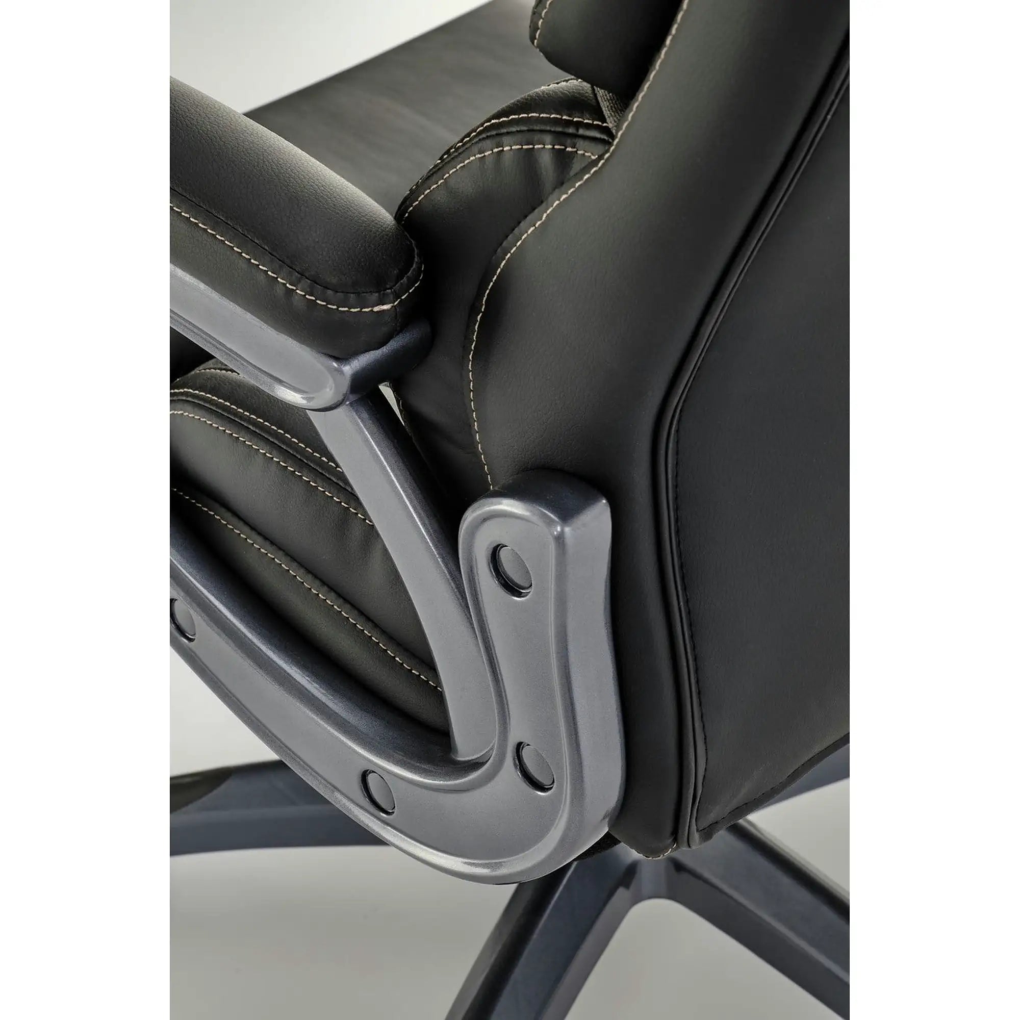 Scaun birou STEVEN, negru/gri, piele ecologica/panza, 65x70x111/119 cm