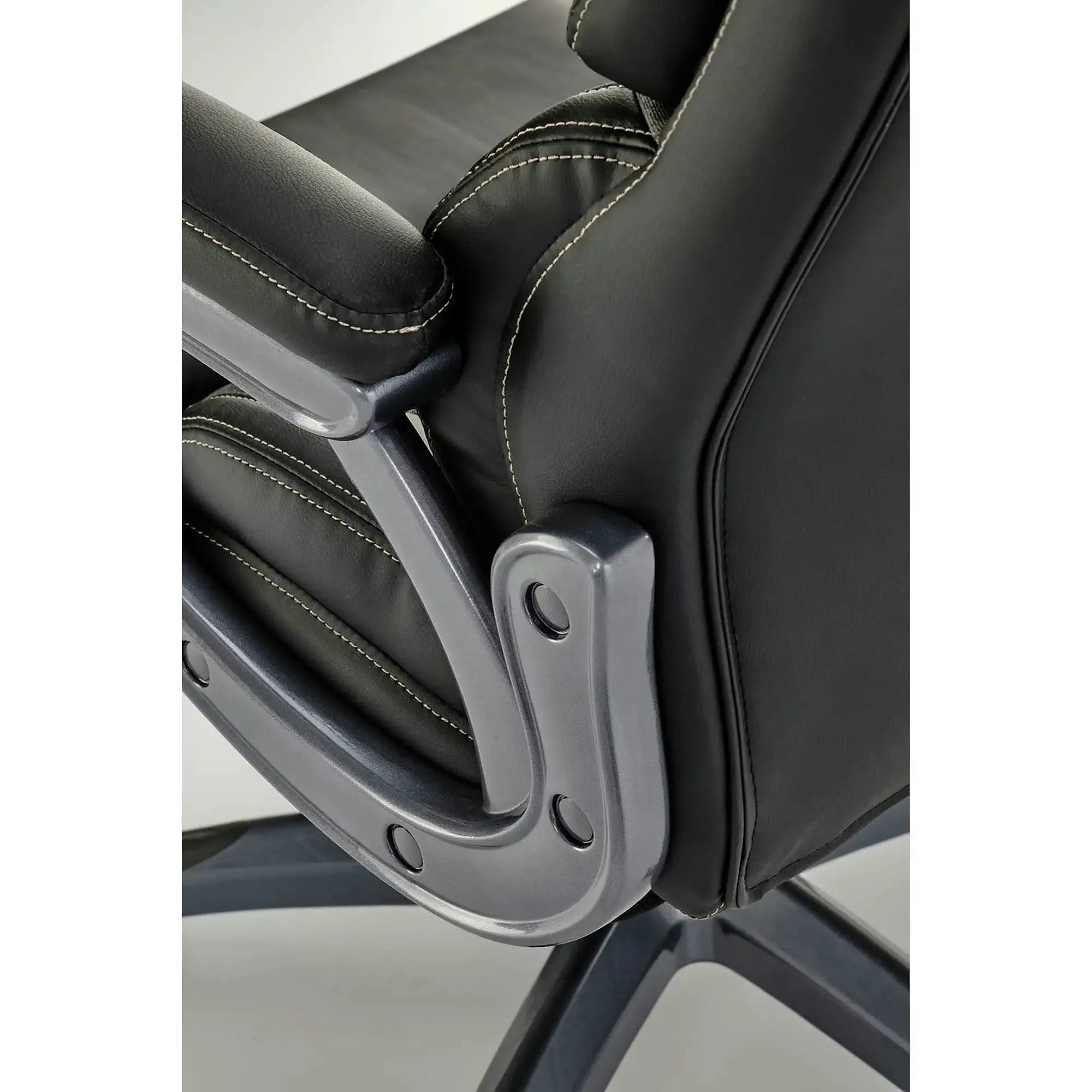 Scaun birou STEVEN, negru/gri, piele ecologica/panza, 65x70x111/119 cm