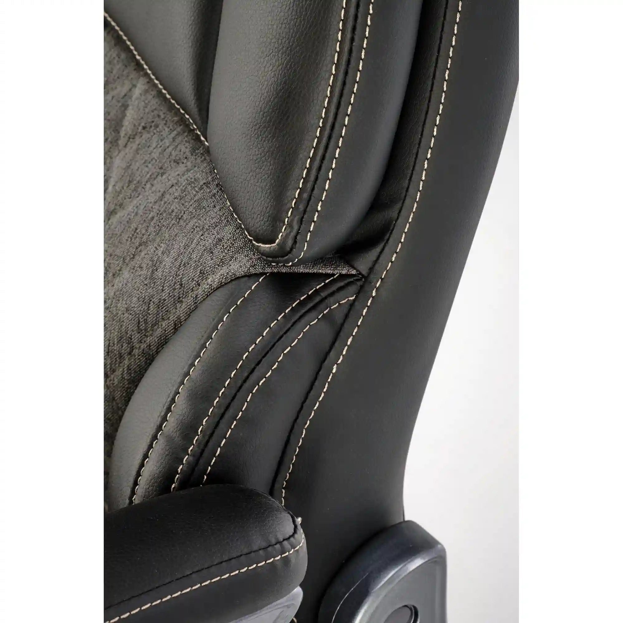 Scaun birou STEVEN, negru/gri, piele ecologica/panza, 65x70x111/119 cm