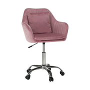Scaun birou stofa catifelata KLIAN, roz/crom, 59x61x87/101 cm