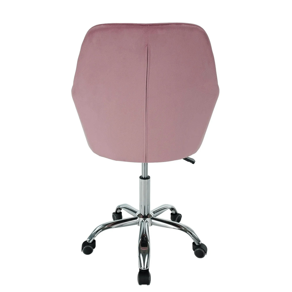 Scaun birou stofa catifelata KLIAN, roz/crom, 59x61x87/101 cm