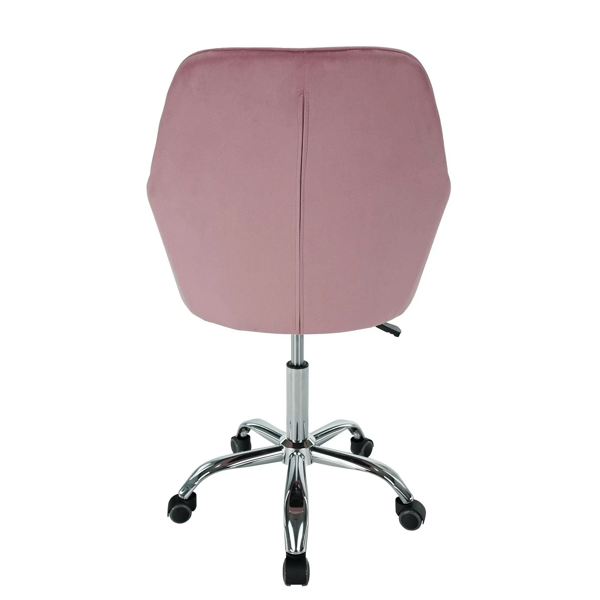 Scaun birou stofa catifelata KLIAN, roz/crom, 59x61x87/101 cm