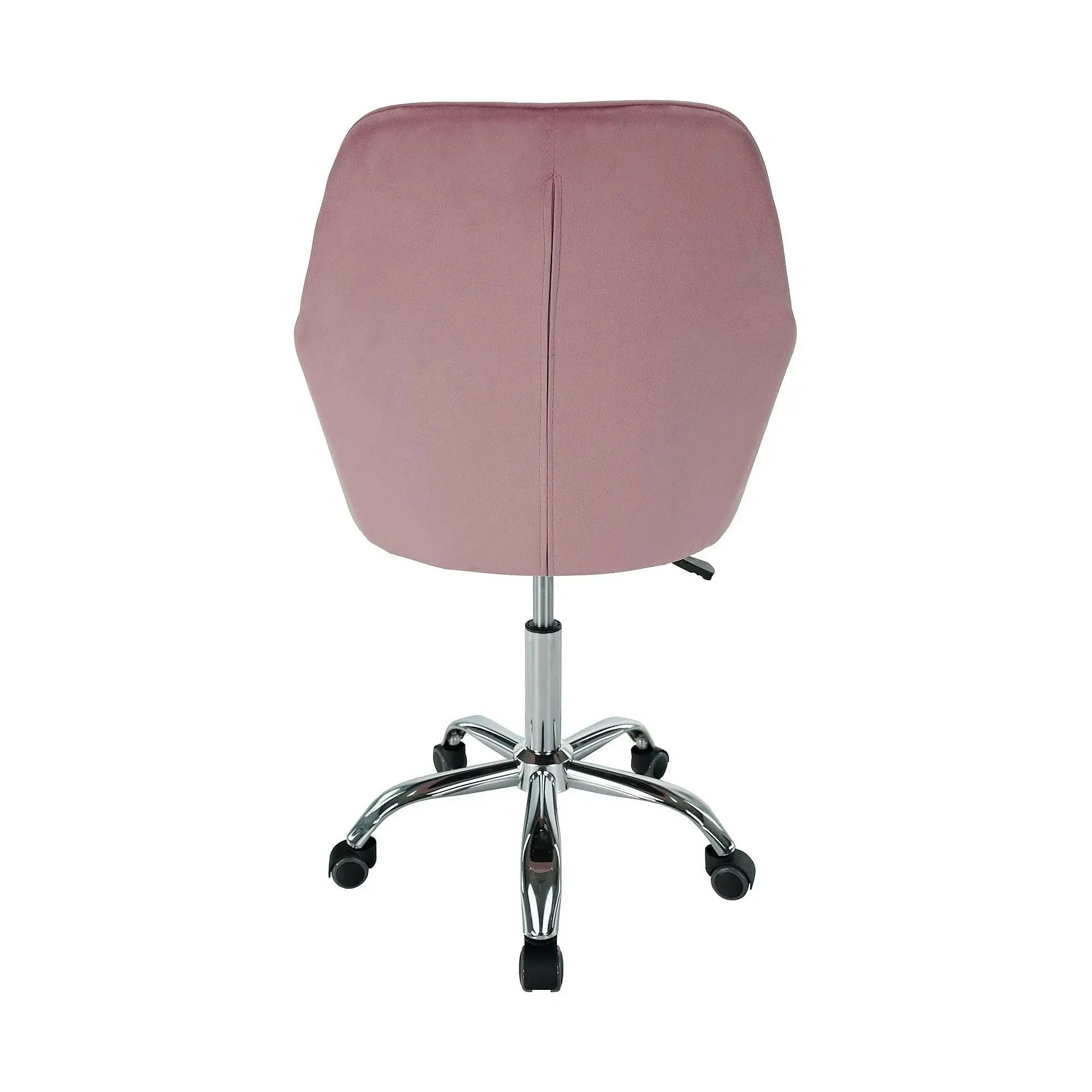 Scaun birou stofa catifelata KLIAN, roz/crom, 59x61x87/101 cm