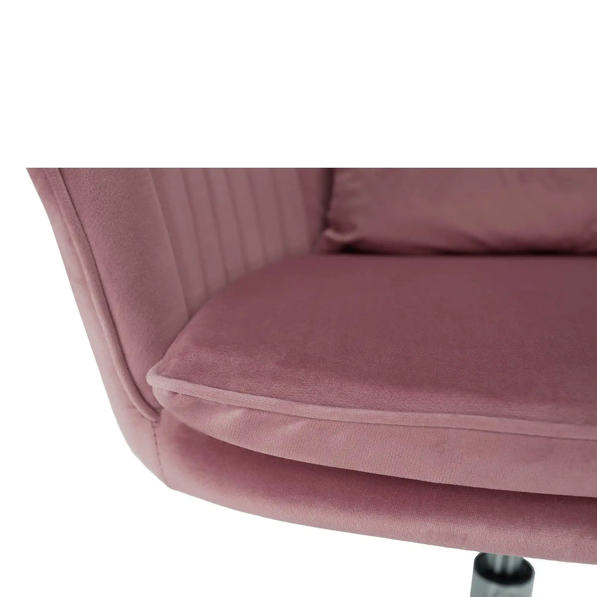 Scaun birou stofa catifelata KLIAN, roz/crom, 59x61x87/101 cm