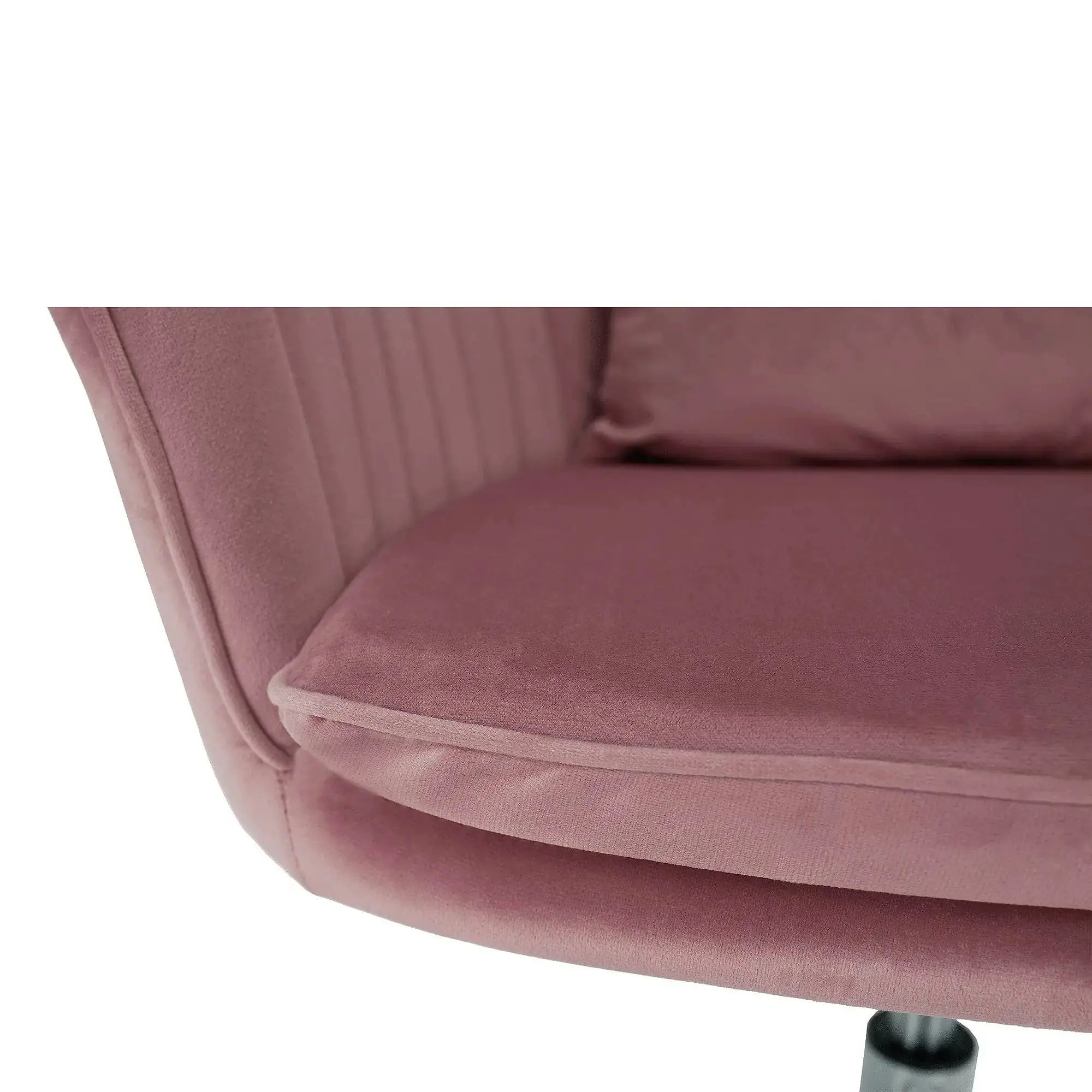 Scaun birou stofa catifelata KLIAN, roz/crom, 59x61x87/101 cm
