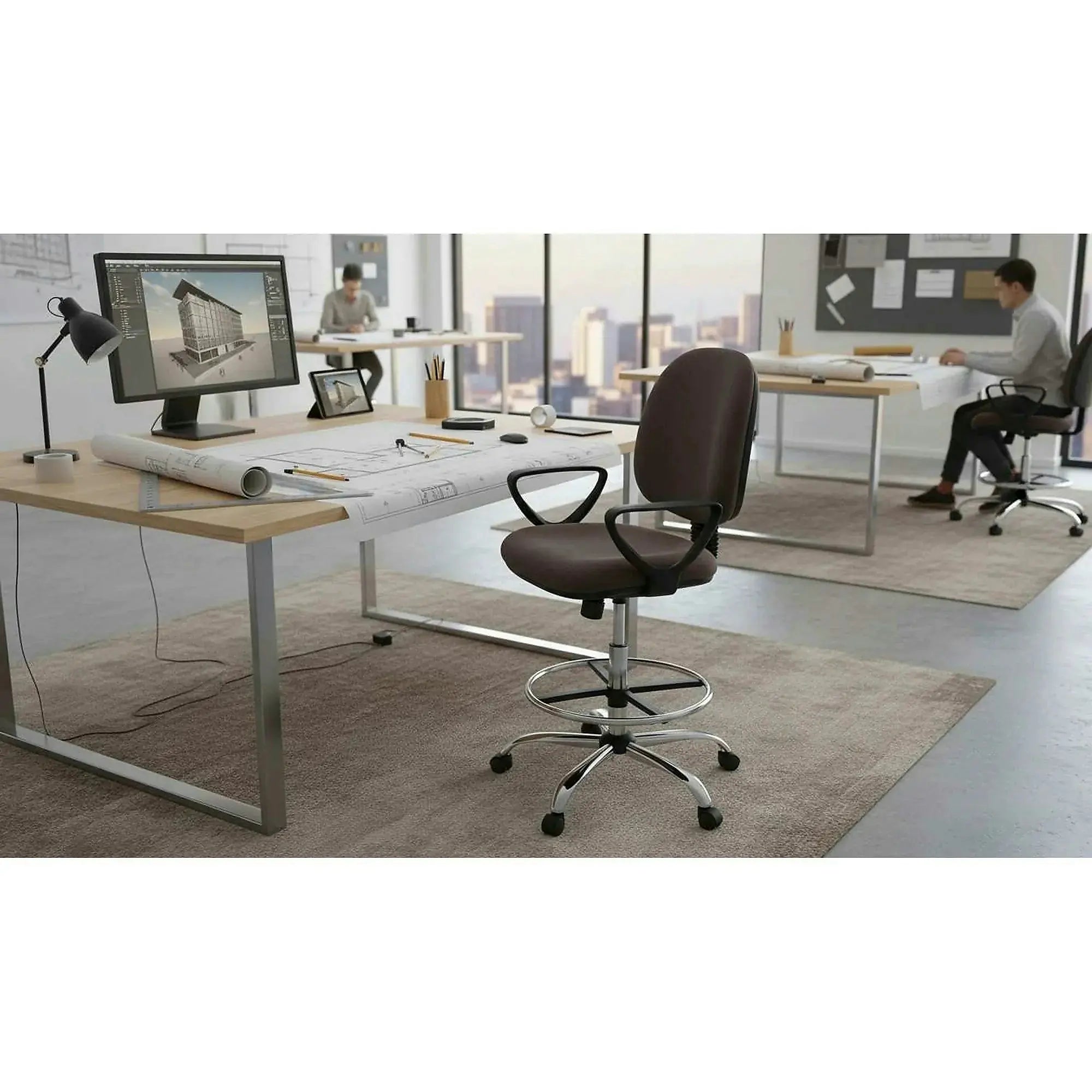 Scaun birou TAMBER, maro, stofa clasica, 62x57x116/137 cm