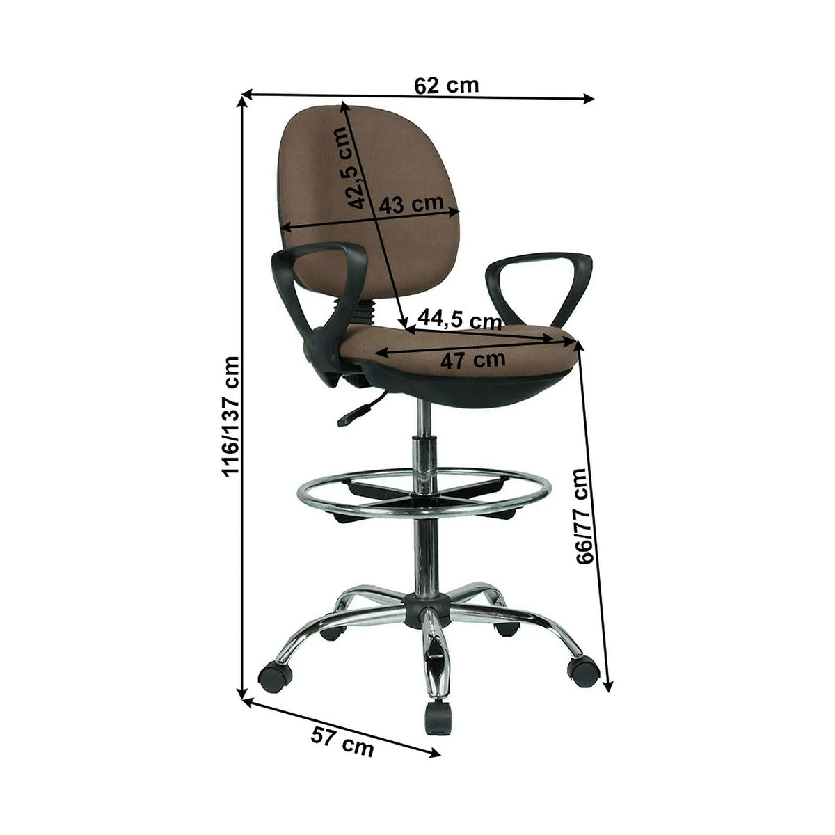 Scaun birou TAMBER, maro, stofa clasica, 62x57x116/137 cm