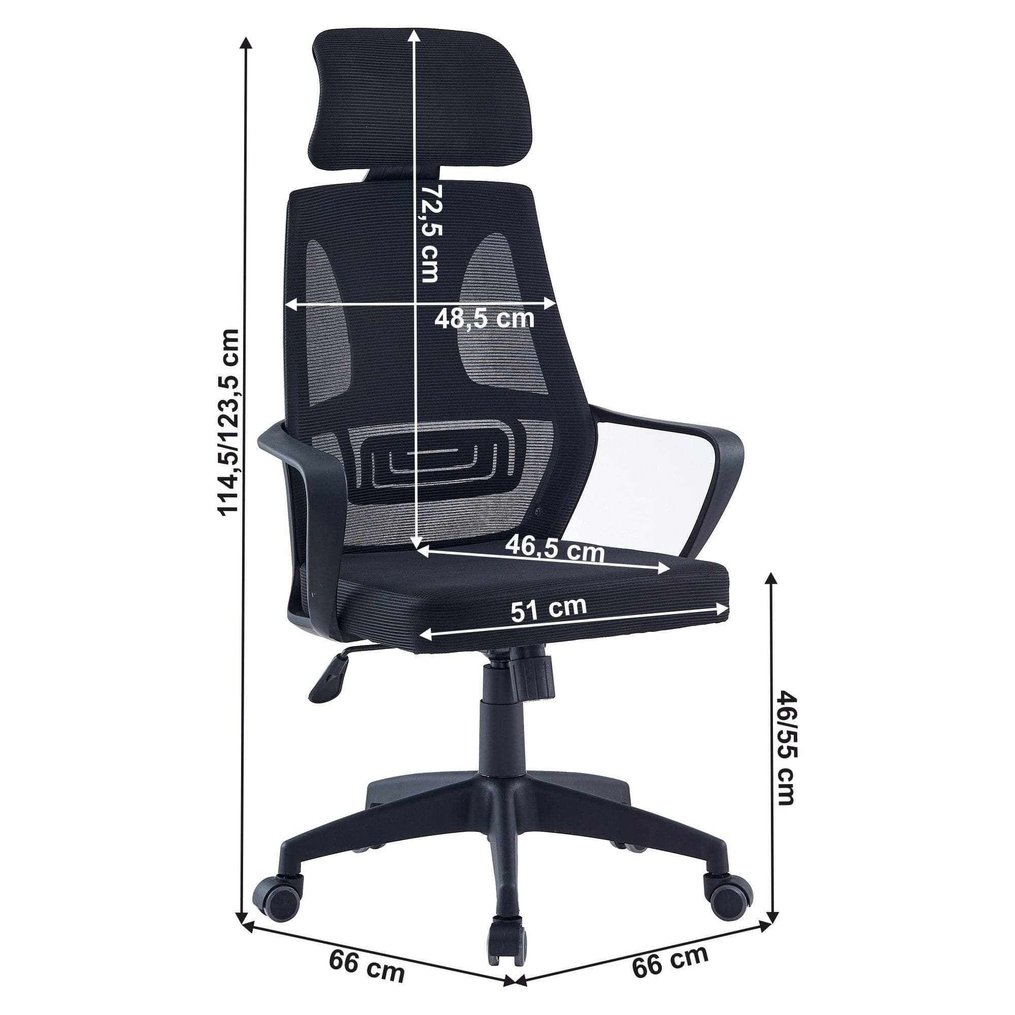 Scaun birou TAXIS NEW, negru, plasa/plastic, 66x66x115/124 cm