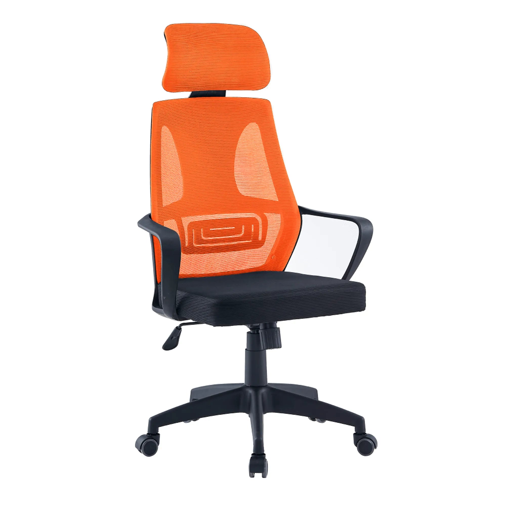 Scaun birou TAXIS NEW, portocaliu/negru, material textil/plastic, 66x66x115/124 cm
