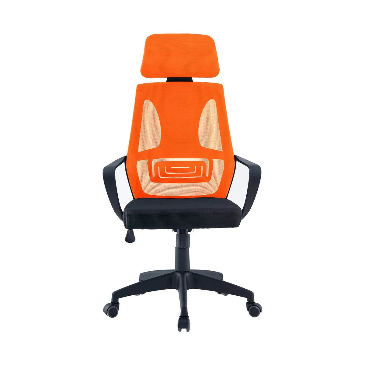 Scaun birou TAXIS NEW, portocaliu/negru, material textil/plastic, 66x66x115/124 cm
