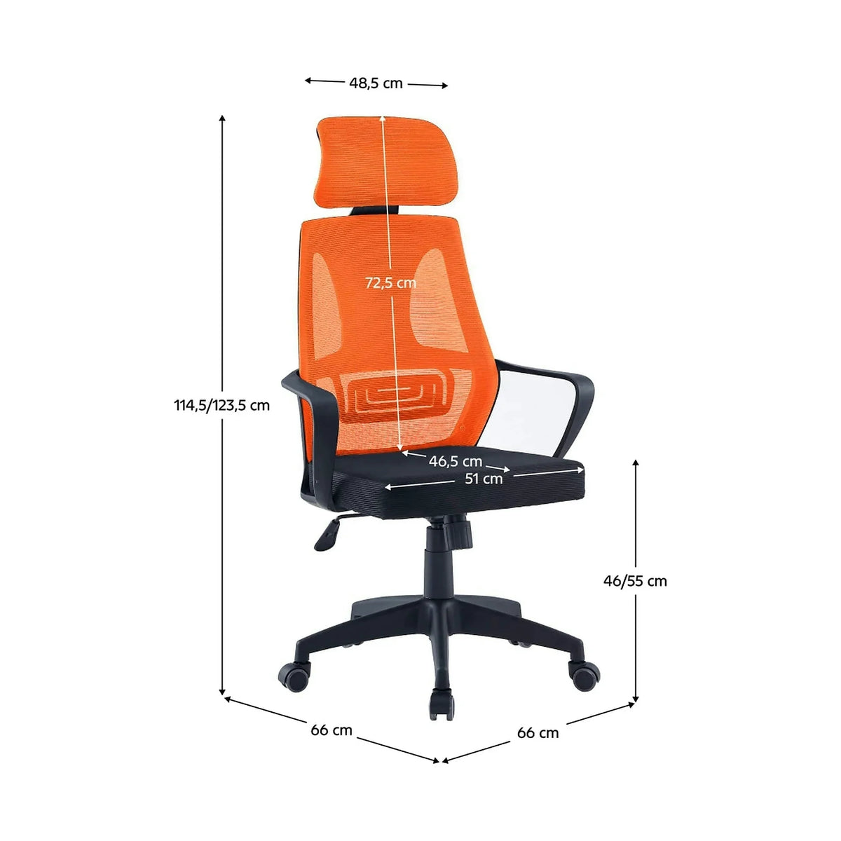 Scaun birou TAXIS NEW, portocaliu/negru, material textil/plastic, 66x66x115/124 cm