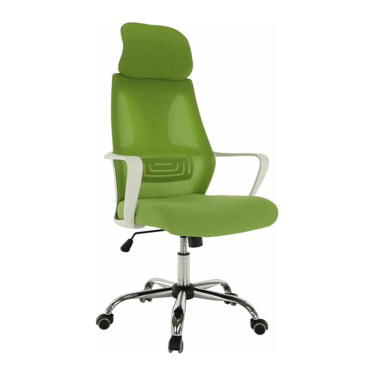 Scaun birou TAXIS, verde/alb/crom, stofa/plastic/metal, 64x63x118/127 cm