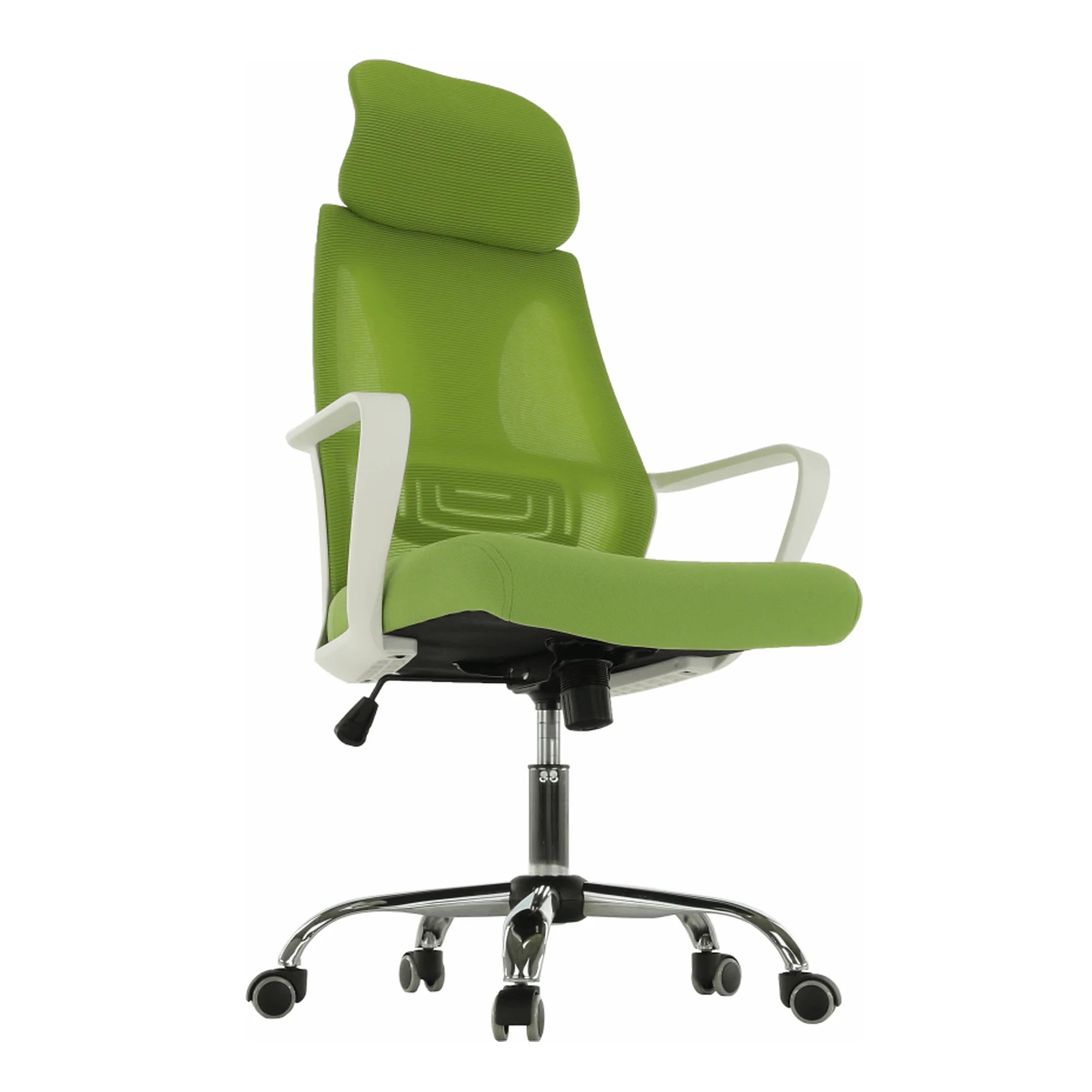 Scaun birou TAXIS, verde/alb/crom, stofa/plastic/metal, 64x63x118/127 cm