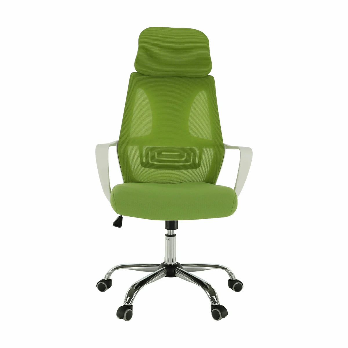Scaun birou TAXIS, verde/alb/crom, stofa/plastic/metal, 64x63x118/127 cm