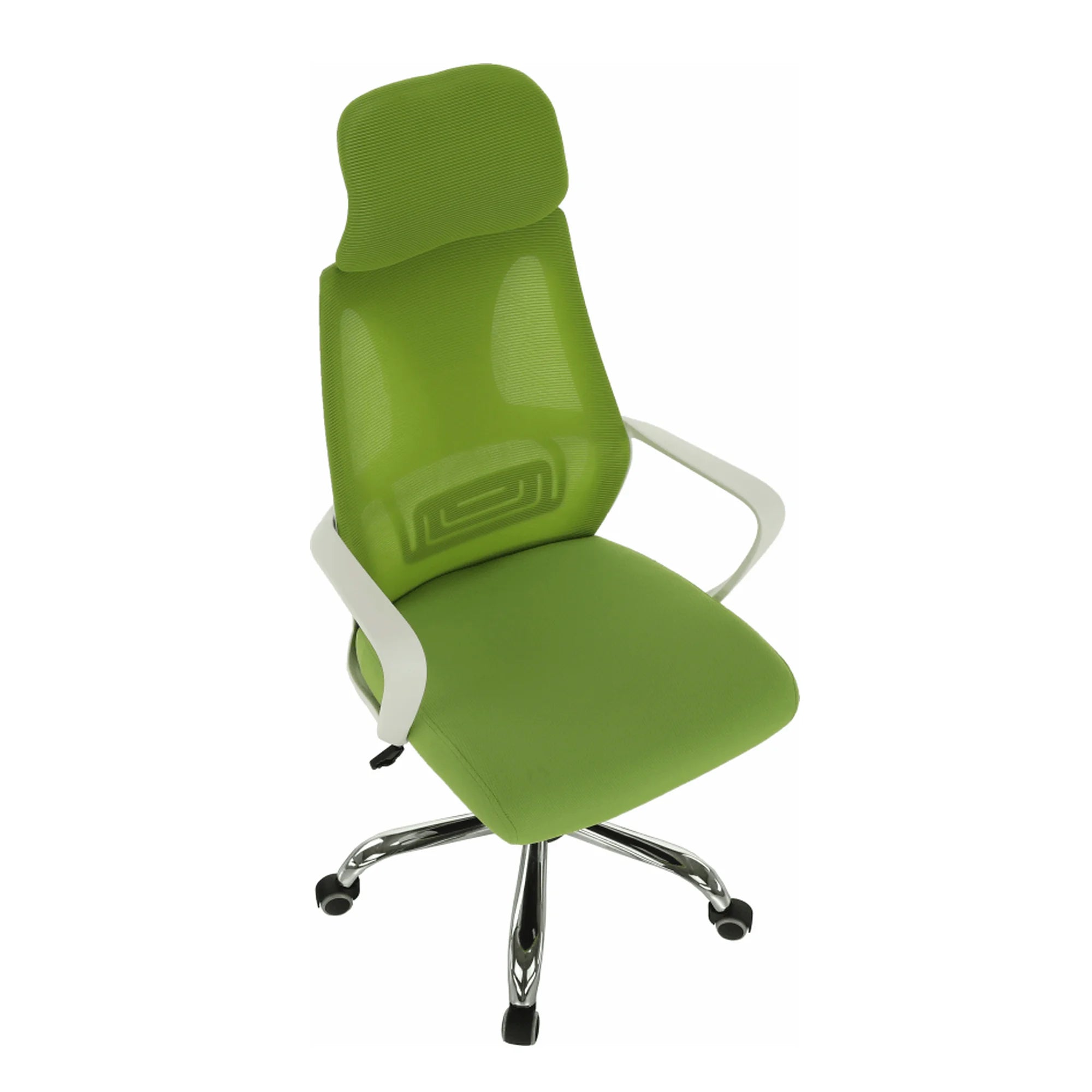 Scaun birou TAXIS, verde/alb/crom, stofa/plastic/metal, 64x63x118/127 cm