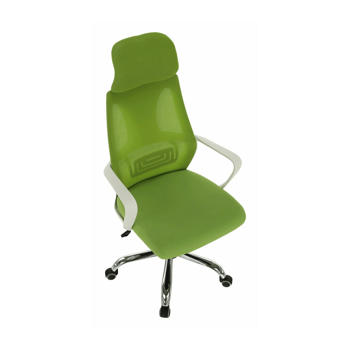 Scaun birou TAXIS, verde/alb/crom, stofa/plastic/metal, 64x63x118/127 cm