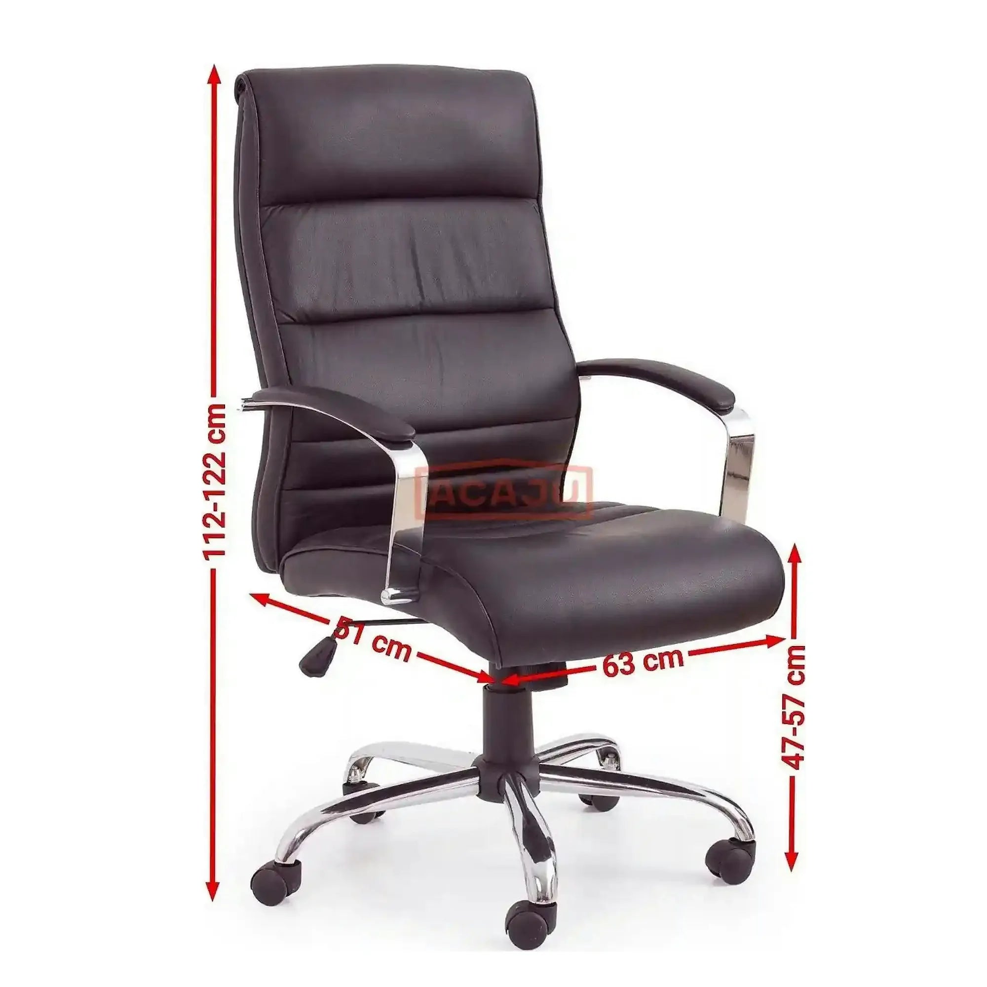 Scaun birou TEKSAS, negru, piele ecologica, 63x75x112/122 cm