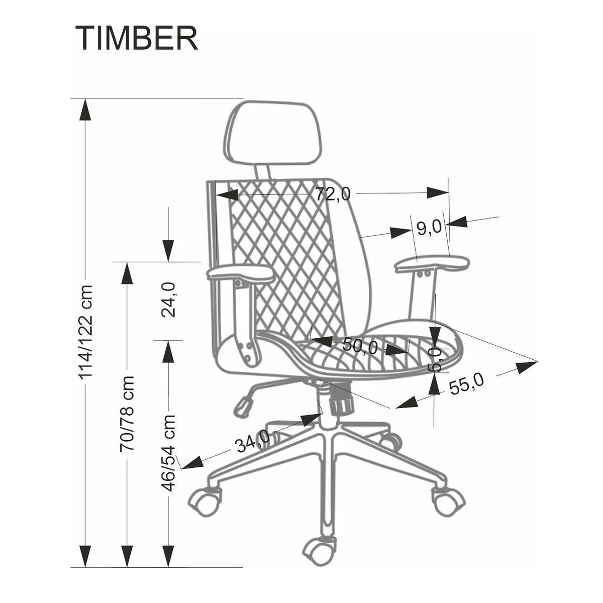 Scaun birou TIMBER, nuc/bej, piele ecologica/placaj indoit, 72x68x114/122 cm