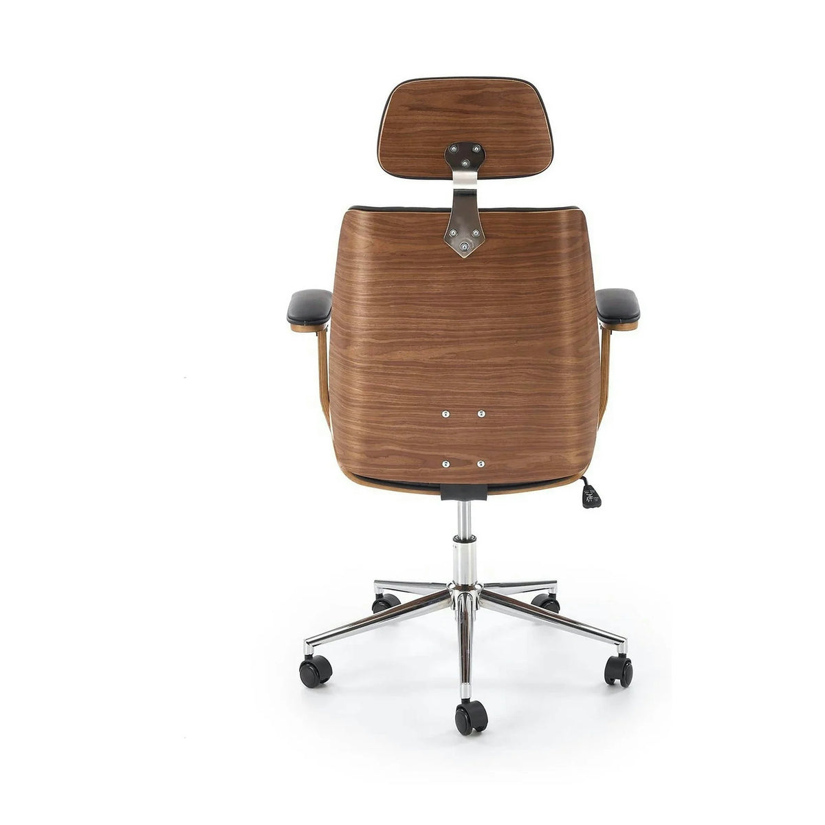 Scaun birou TIMBER, nuc/negru, piele ecologica/placaj indoit, 72x68x114/122 cm