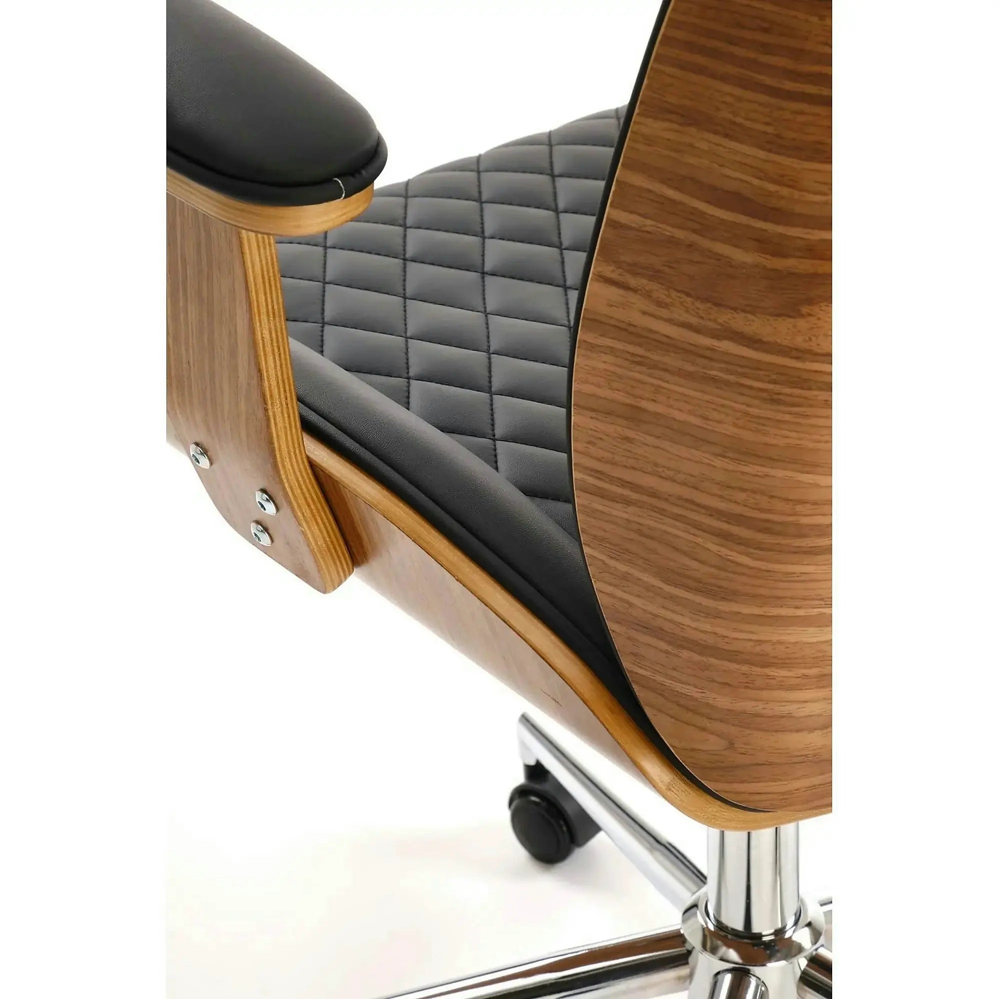 Scaun birou TIMBER, nuc/negru, piele ecologica/placaj indoit, 72x68x114/122 cm