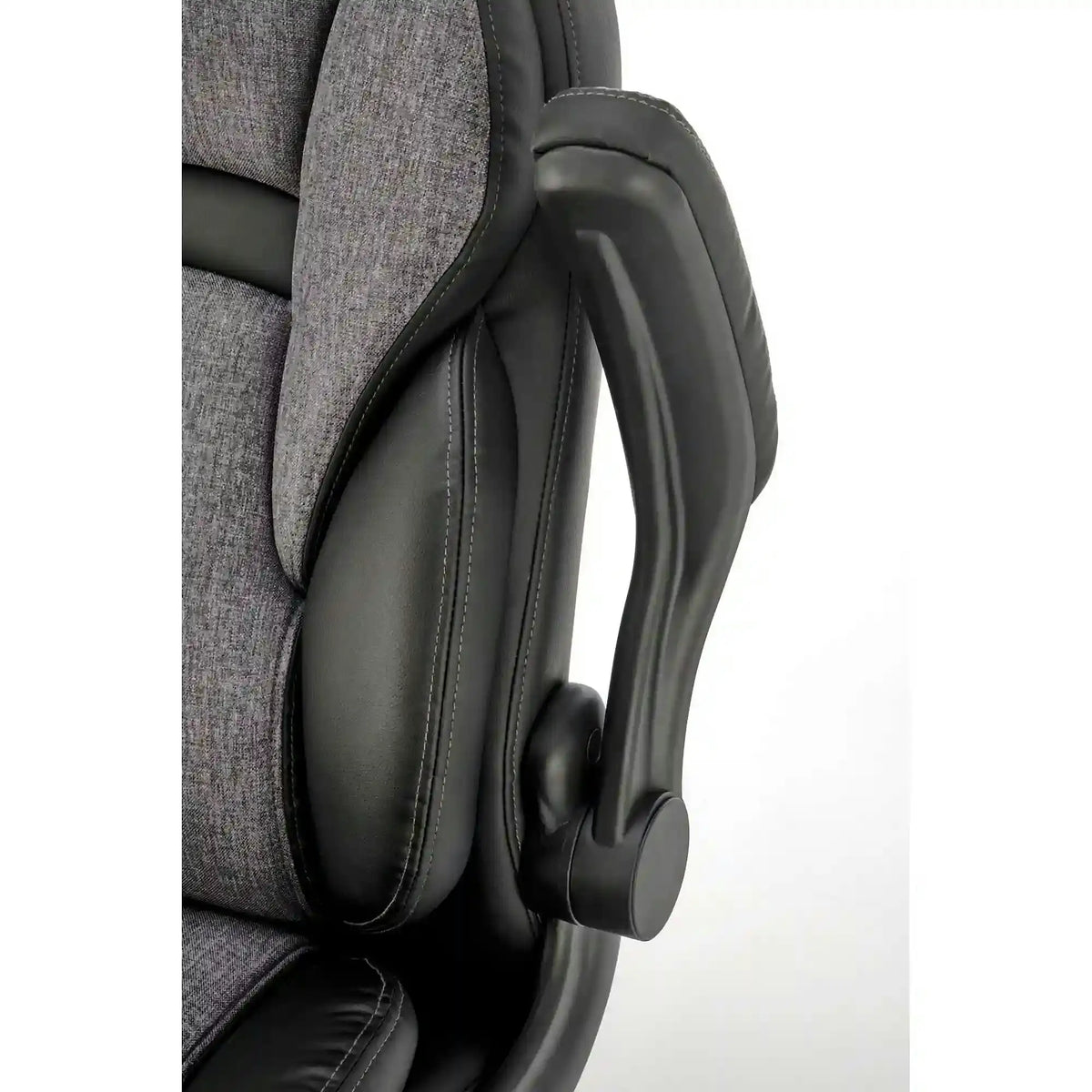 Scaun birou VALERIO, negru/gri, piele ecologica/panza, 67x69x120/128 cm