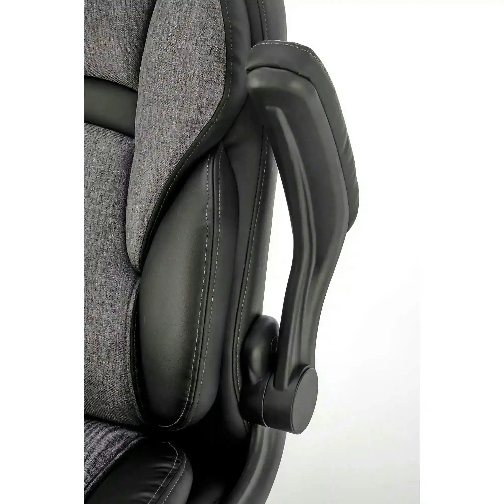 Scaun birou VALERIO, negru/gri, piele ecologica/panza, 67x69x120/128 cm