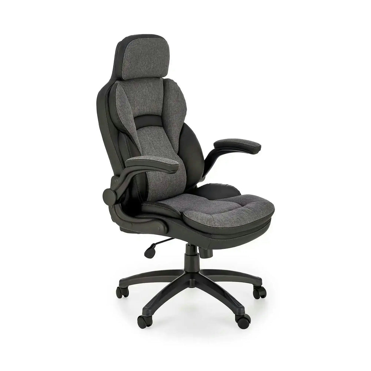 Scaun birou VALERIO, negru/gri, piele ecologica/panza, 67x69x120/128 cm
