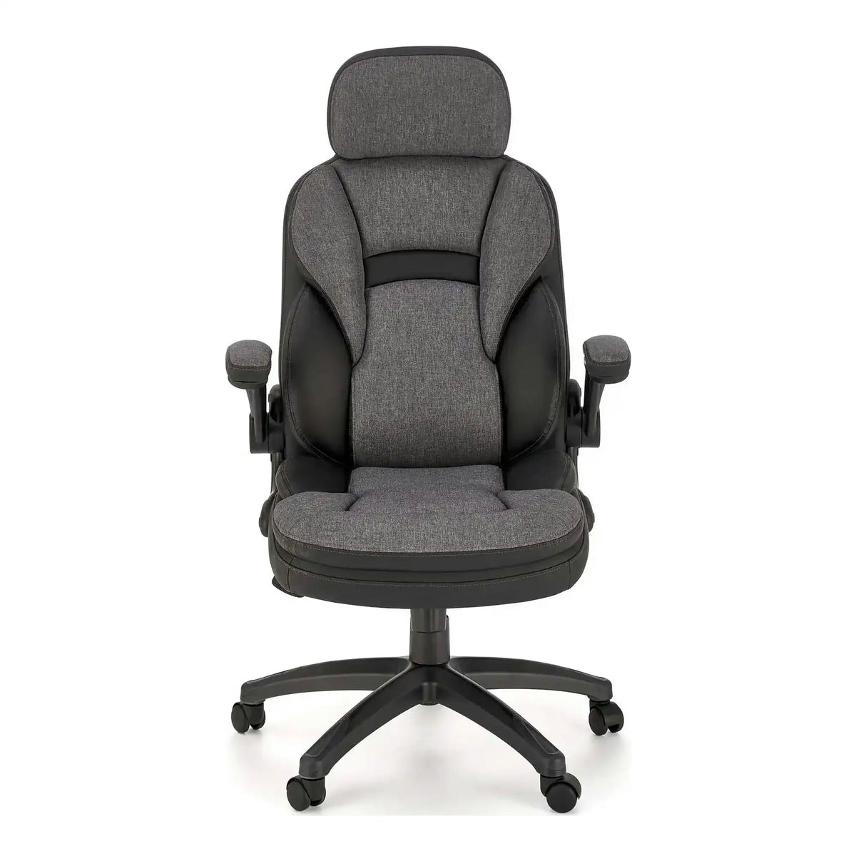 Scaun birou VALERIO, negru/gri, piele ecologica/panza, 67x69x120/128 cm