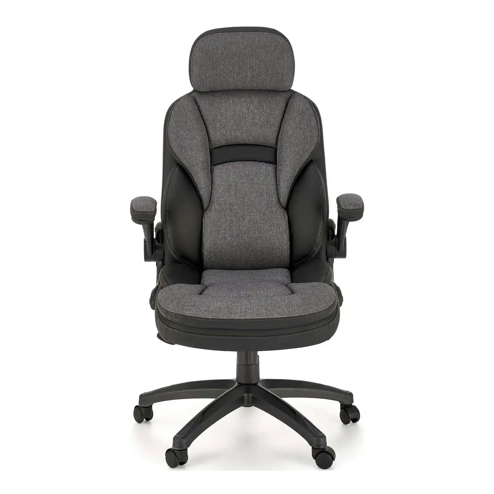Scaun birou VALERIO, negru/gri, piele ecologica/panza, 67x69x120/128 cm