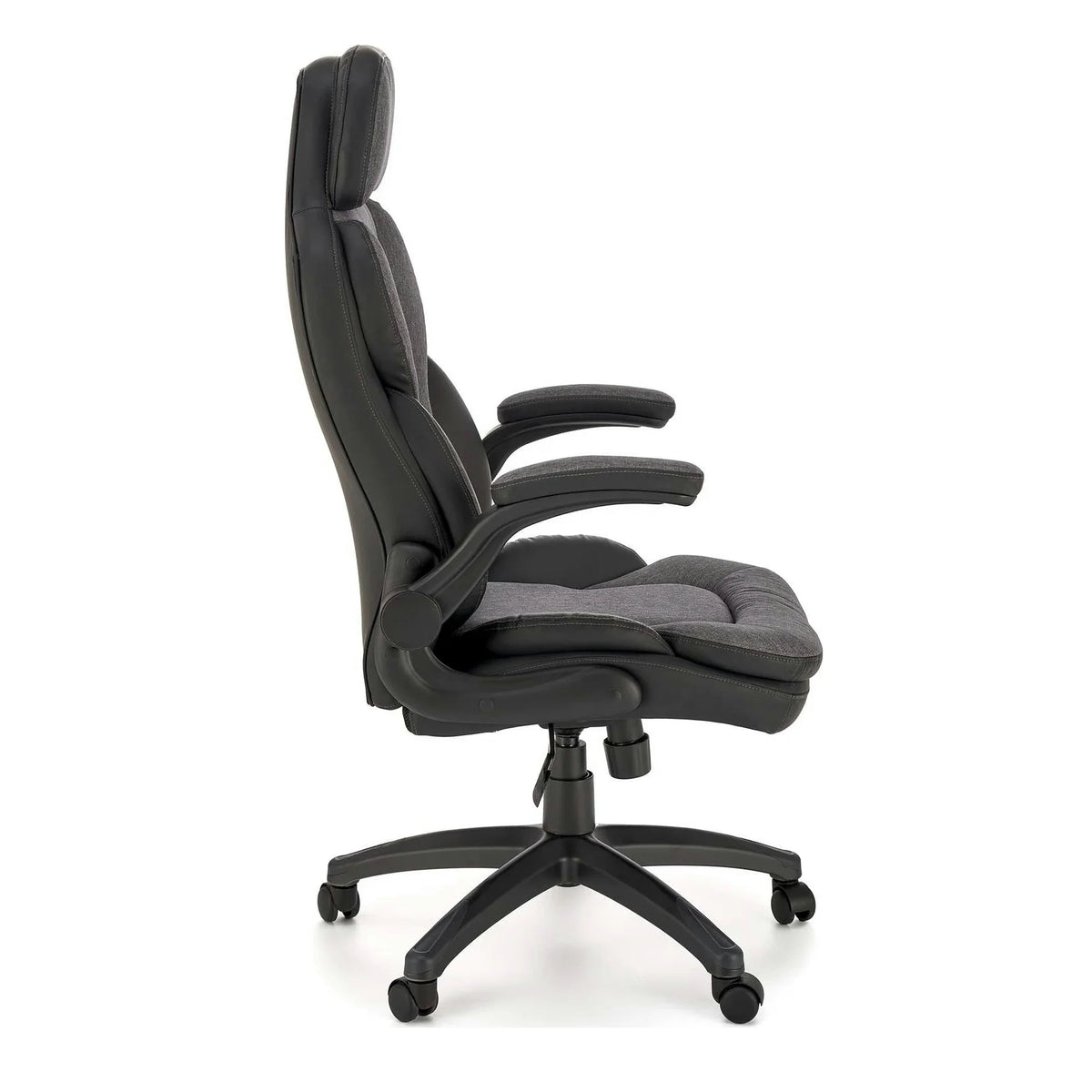 Scaun birou VALERIO, negru/gri, piele ecologica/panza, 67x69x120/128 cm