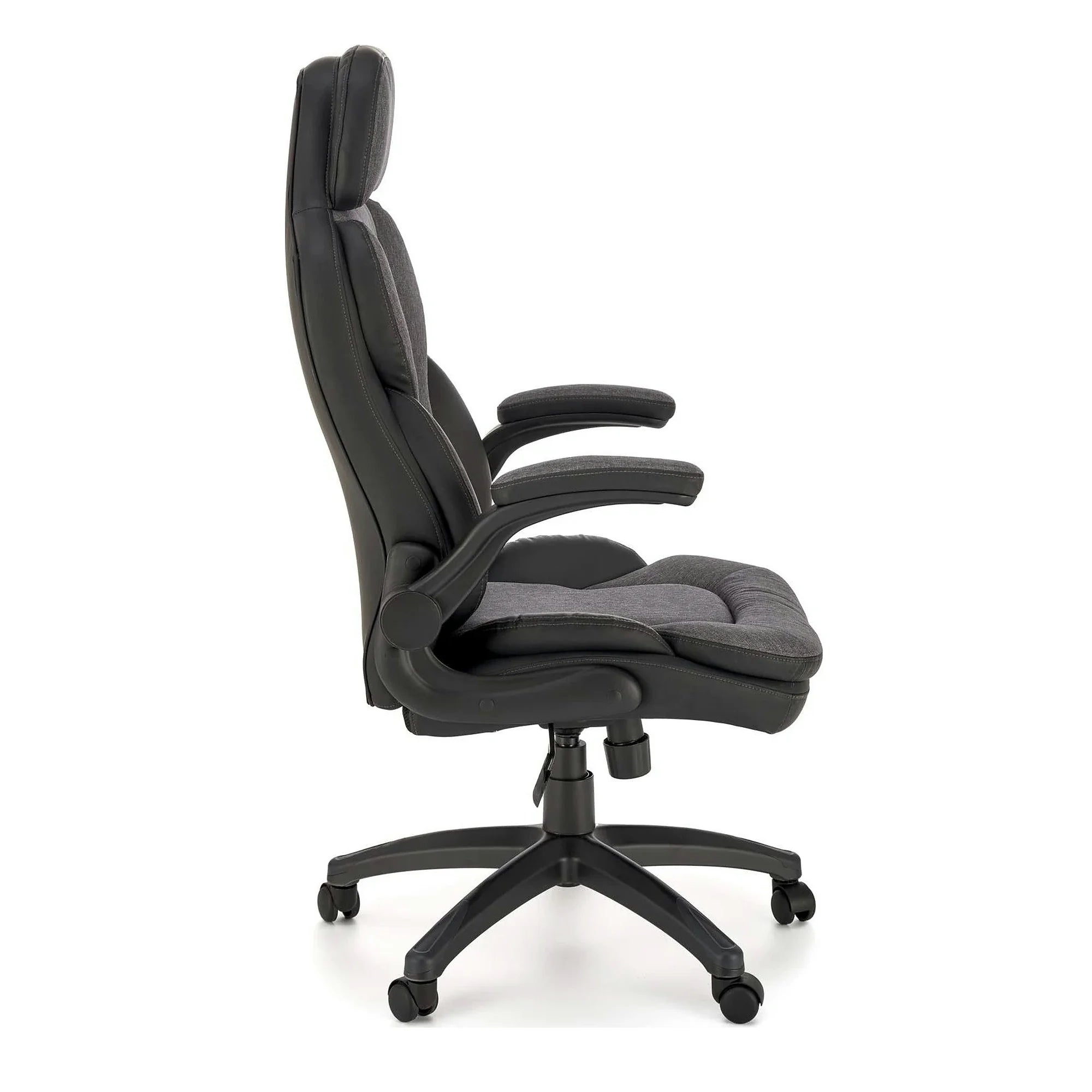 Scaun birou VALERIO, negru/gri, piele ecologica/panza, 67x69x120/128 cm