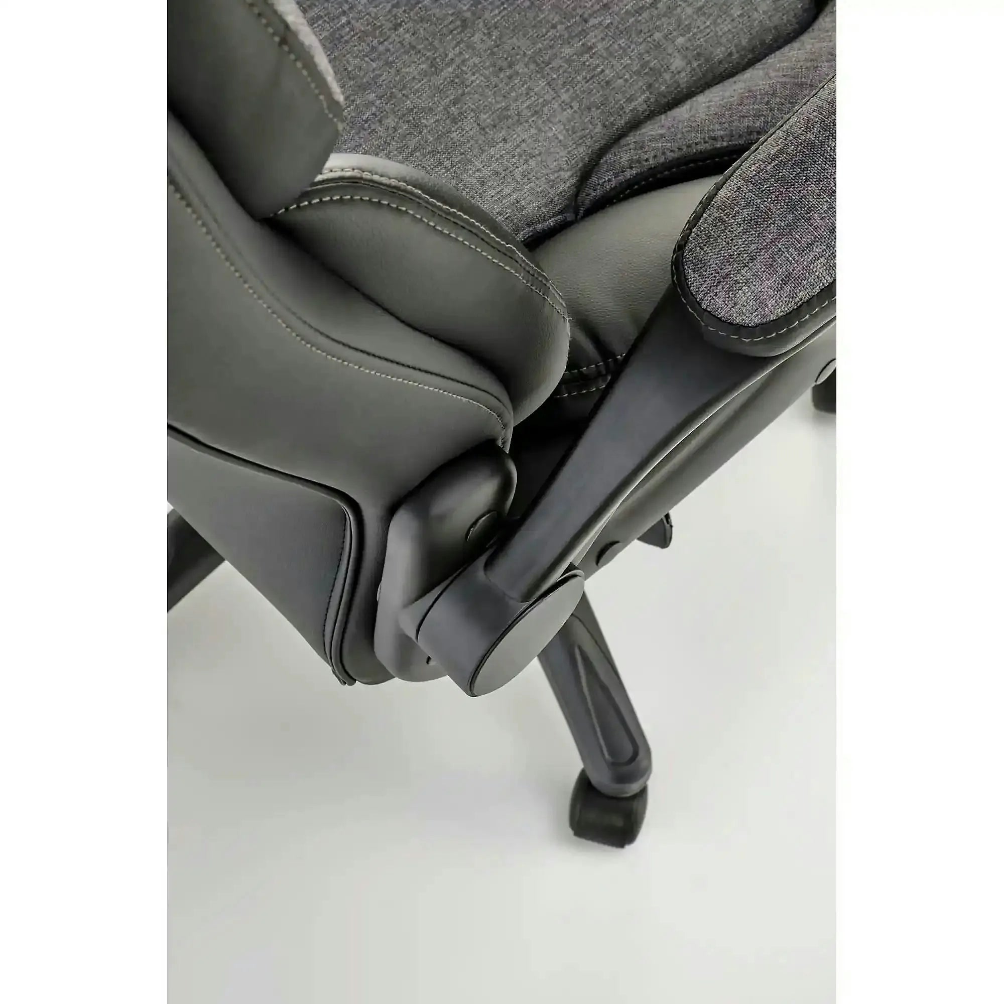 Scaun birou VALERIO, negru/gri, piele ecologica/panza, 67x69x120/128 cm