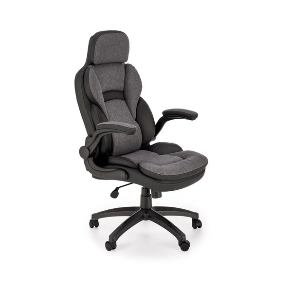 Scaun birou VALERIO, negru/gri, piele ecologica/panza, 67x69x120/128 cm