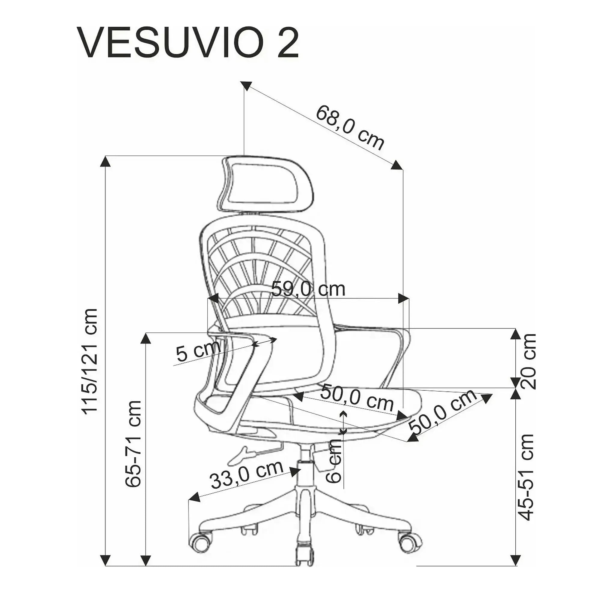 Scaun birou VESUVIO 2, caramiziu/alb, stofa/panza/polipropilena, 59x59x115/121 cm