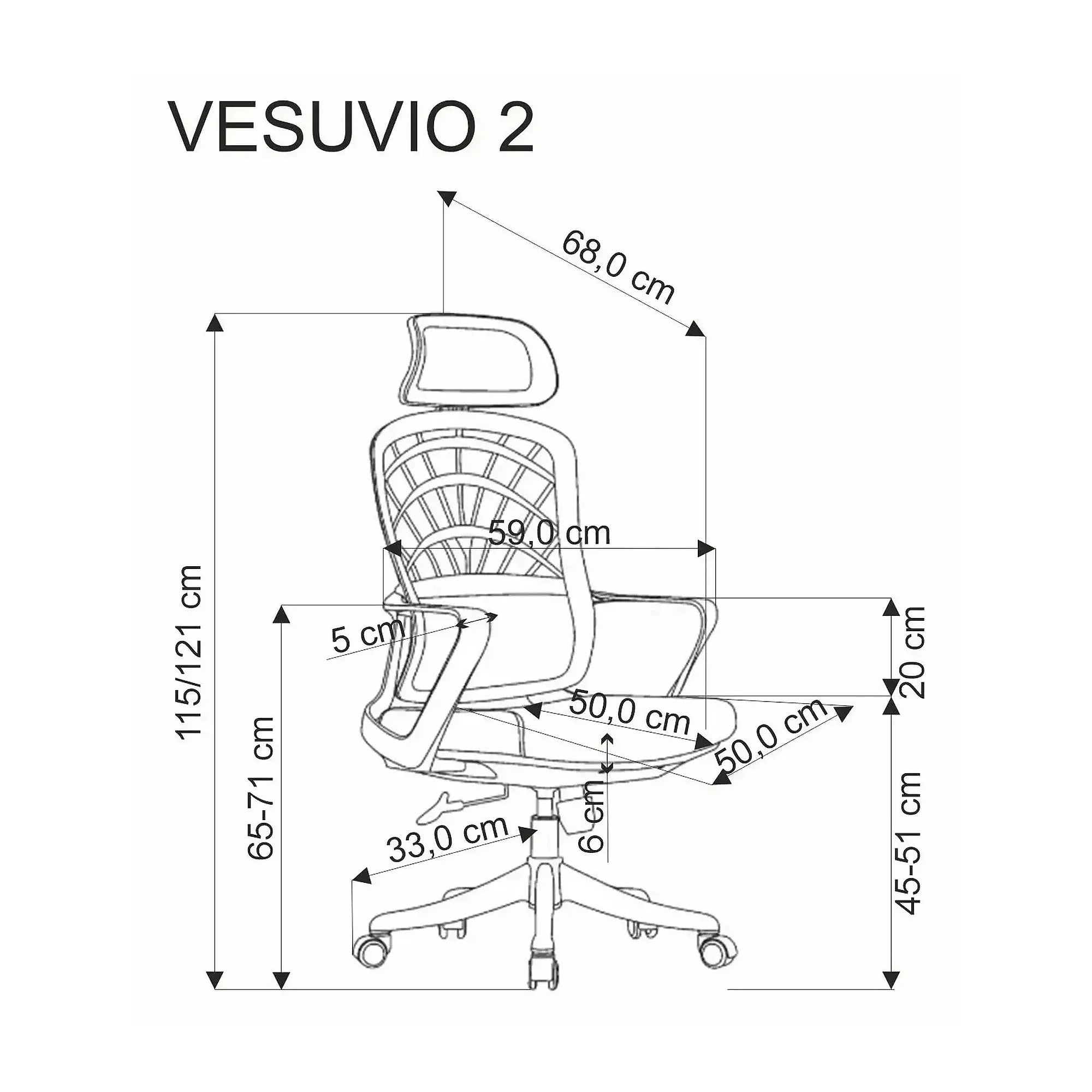 Scaun birou VESUVIO 2, caramiziu/alb, stofa/panza/polipropilena, 59x59x115/121 cm