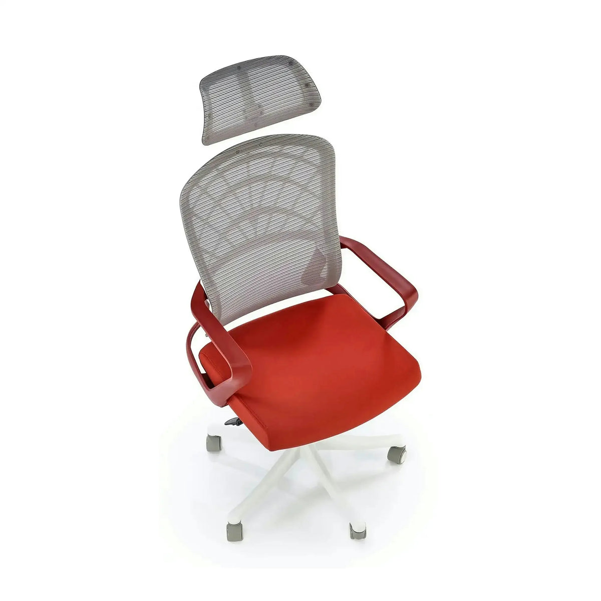 Scaun birou VESUVIO 2, caramiziu/alb, stofa/panza/polipropilena, 59x59x115/121 cm