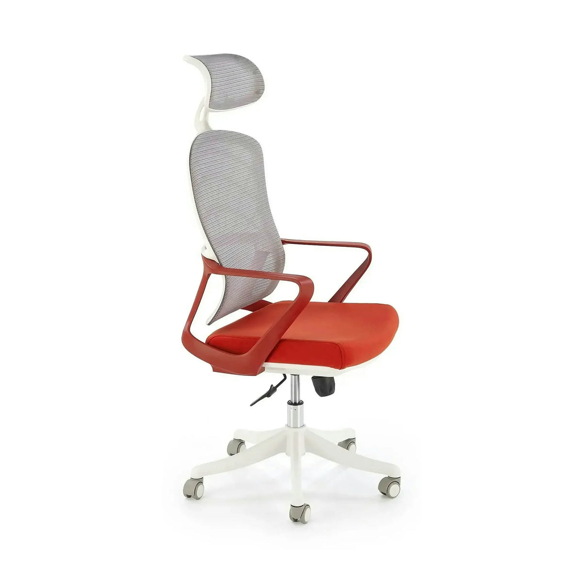 Scaun birou VESUVIO 2, caramiziu/alb, stofa/panza/polipropilena, 59x59x115/121 cm