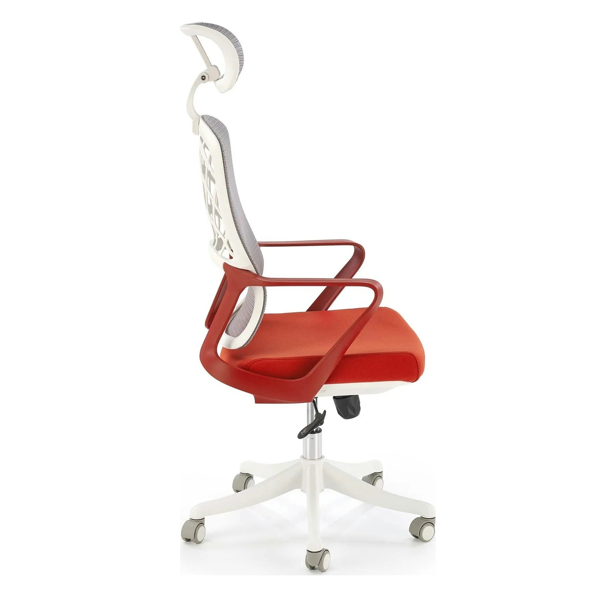 Scaun birou VESUVIO 2, caramiziu/alb, stofa/panza/polipropilena, 59x59x115/121 cm