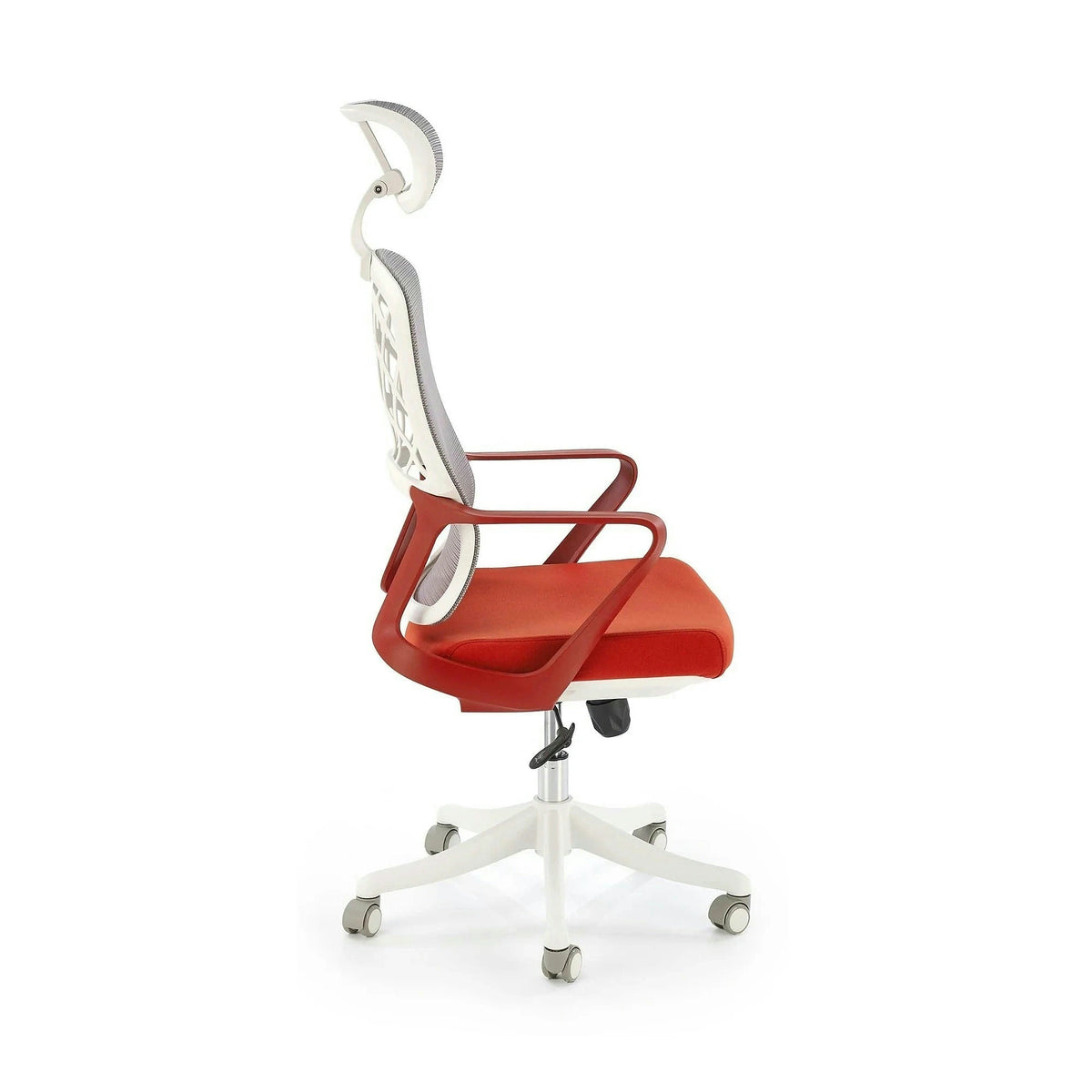 Scaun birou VESUVIO 2, caramiziu/alb, stofa/panza/polipropilena, 59x59x115/121 cm
