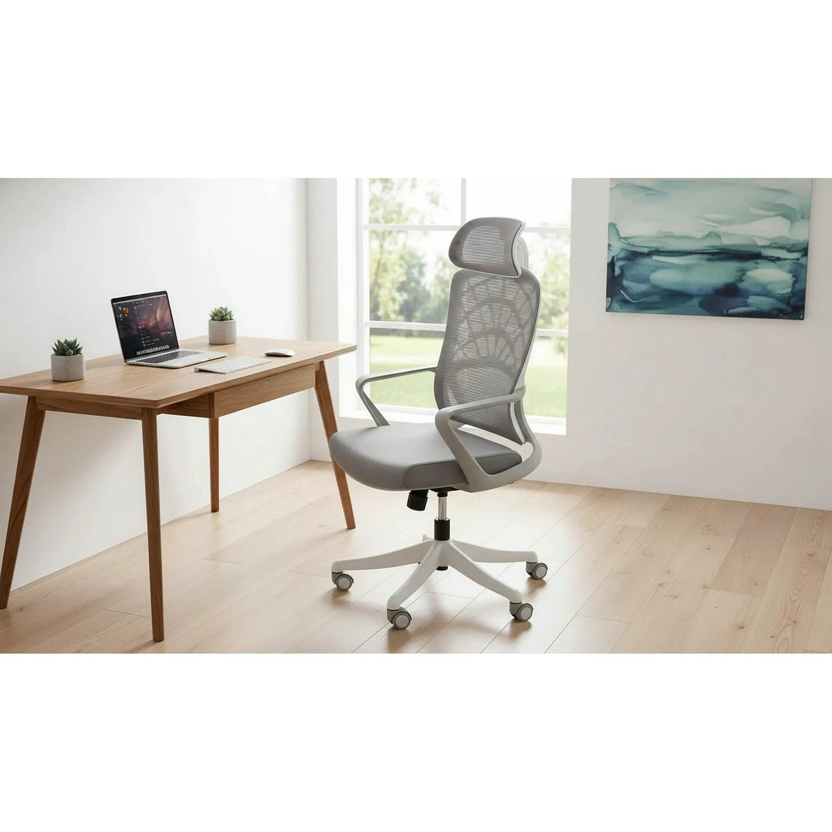 Scaun birou VESUVIO 2, gri/alb, stofa/panza/polipropilena, 59x59x115/120 cm