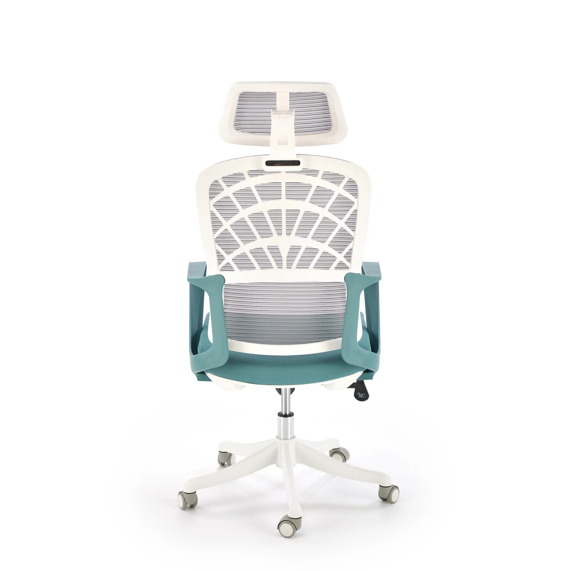 Scaun birou VESUVIO 2, turcoaz/alb, stofa/panza/polipropilena, 59x59x115/121 cm