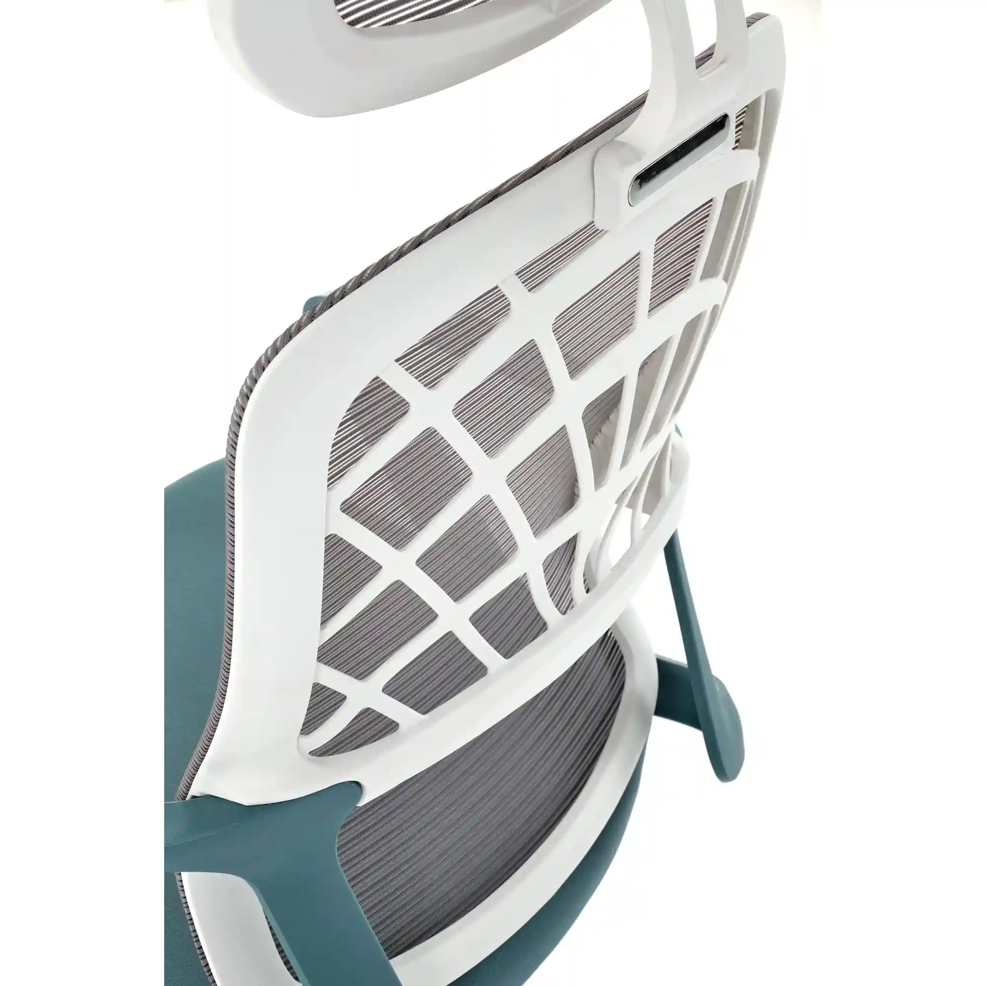 Scaun birou VESUVIO 2, turcoaz/alb, stofa/panza/polipropilena, 59x59x115/121 cm