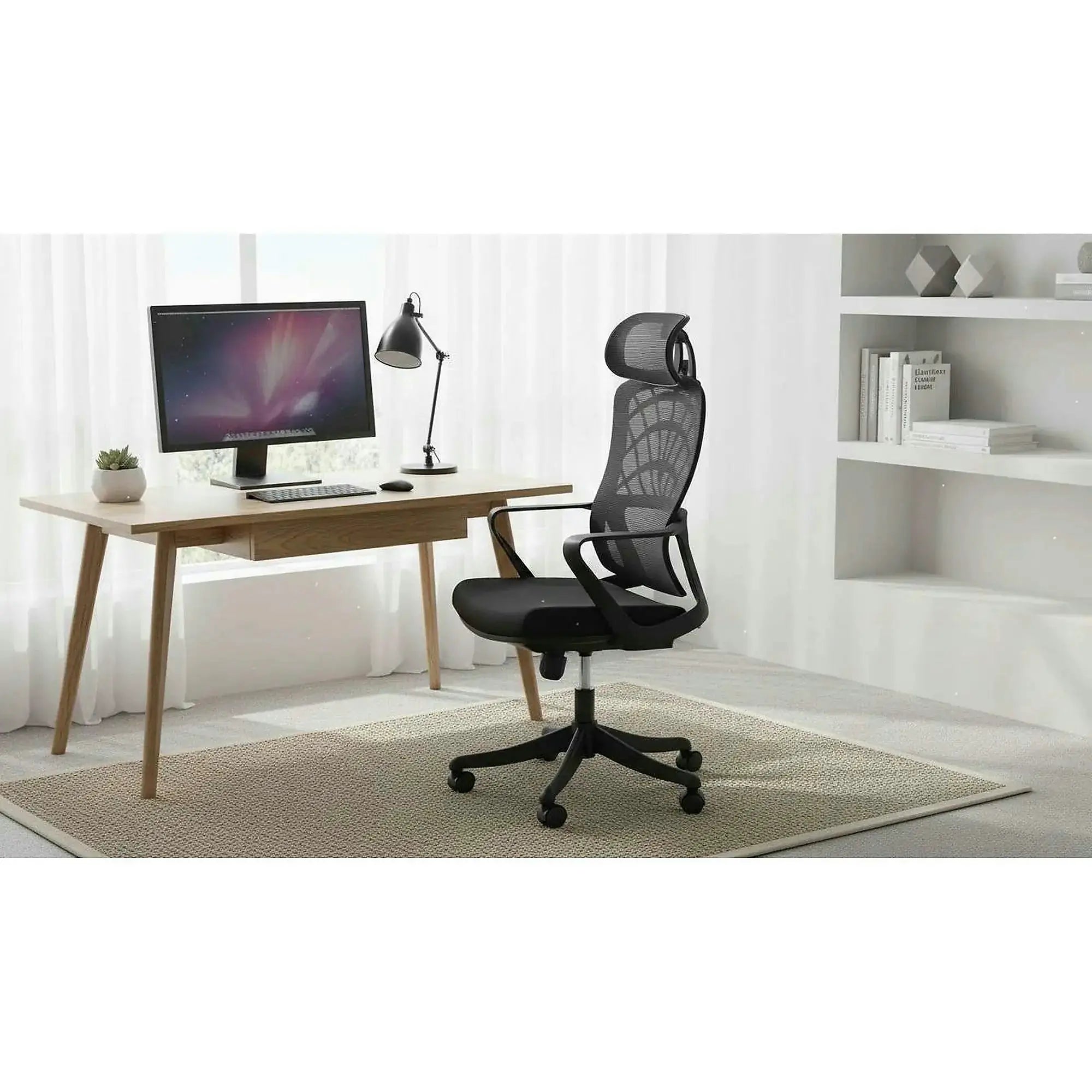 Scaun birou VESUVIO, negru, stofa/panza/polipropilena, 59x59x115/121 cm