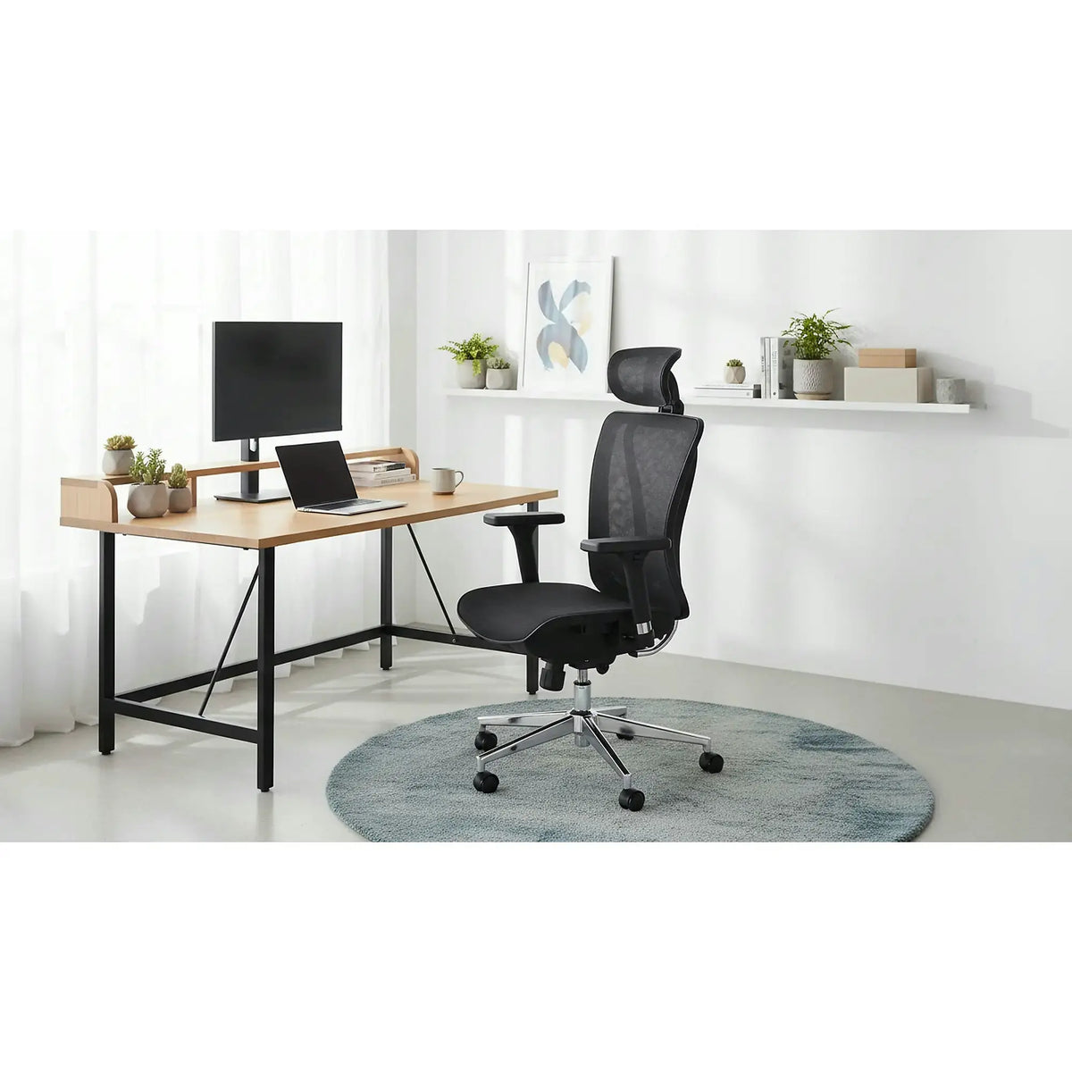 Scaun birou VIXEN, negru/crom, stofa clasica/metal, 68x65x117/125 cm