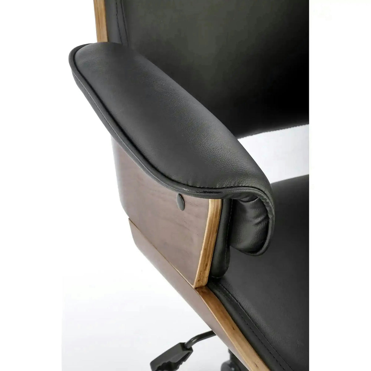 Scaun birou WEBER, negru/nuc, piele ecologica/metal, 65x65x112-122 cm